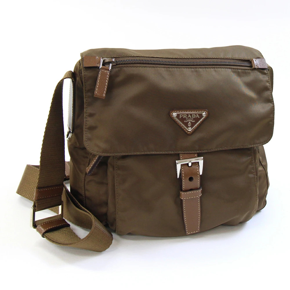 Prada brown tessuto crossbody messenger bag leather Brown Leather